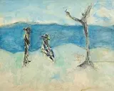 Gerald Davis, Waiting for Godot, oil on board