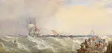 Edwin Hayes, Making for Harbour, watercolour on paper heightened with white