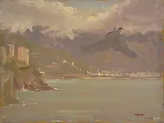 Robert Wraith, Amalfi, Low Cloud, oil on board