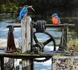 Steve Burgess Canadian, The Lock Keepers, oil on board
