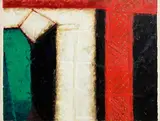 John Shinnors, Black and Green Scarecrow, Maidstone Bridge, oil on linen