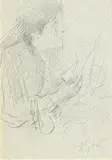 Lily Yeats by John Butler Yeats, pencil on paper - second image verso, sold Jan 2024