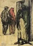 William Conor, People of Belfast, wax crayon on paper