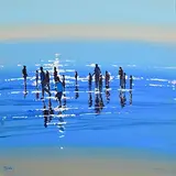 Walking in Shallow Water by John Morris, oil on board, sold Jan 2024