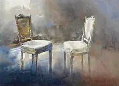 Shades of White by Mark O'Neill, 1996, oil on canvas board, sold Jan 2024