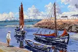 Ivan Sutton, Homeward Bound, Galway Hooker, Callagheigue Pier, Carraroe, oil on canvas board