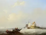 Hendrik Adolf Schaep Belgian, Entering the Port, 1846, oil on board