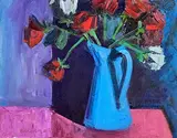 Brian Ballard, Blue Jug and Roses, 2019, oil on canvas
