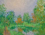 Evening Light by Desmond Carrick, oil on board, sold Jan 2024