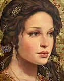 Ken Hamilton, La Reine de Saba, oil and gold leaf on board