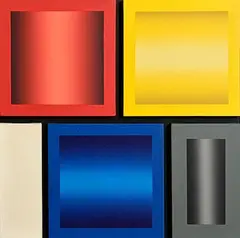 Conversation with P. M. by Francis Tansey, 1995, acrylic on canvas - pentaptych, sold Jan 2024