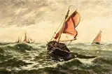 Thomas Rose Miles, Trawlers Off The Coast, oil on canvas
