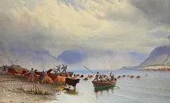 Anthony Carey Stannus, Herding them Home, watercolour on paper
