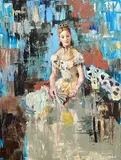 Remi Yang Vietnamese & American, Queen in Blue, oil on canvas