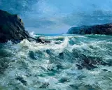 Annemarie Bourke, Restless Sea II, Kerry Coast, oil on canvas