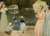 Samuel Connolly Taylor, On the Promenade, oil on board