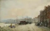 Josef Neuhays, On the Quay, watercolour on paper