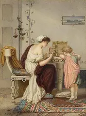Augusta Jules Bouvier, The Pet Linnet, 1870, watercolour