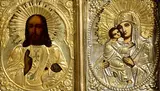 19th Century Russian Icon, Christ, Madonna and Child