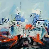 Paula McKinney, The Boat Yard, oil on board
