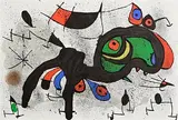 Joan Miro Spanish, Blooming Ram, lithograph, centrefold as published - created for Derriere le Miroir - published by Maeght in 1971