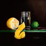 Peter Kotka, Lemon and Lime, oil on linen laid on panel