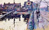 Arthur K. Maderson, Dusk, The Ferryman's Inn, Cork, gouache on board