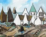 Shawlies Returning to the Village by Markey Robinson, oil on board, sold Nov 2023