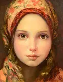 Ken Hamilton, The Gold Earrings, oil on board