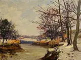 Hans Iten, Winter on the Lagan, oil on canvas