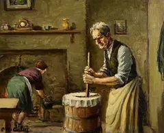 Charles McAuley, Churning, oil on canvas