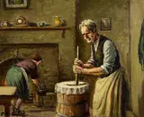 Charles McAuley, Churning, oil on canvas