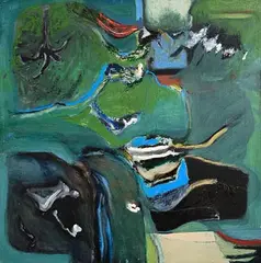 Noel Sheridan, Pegeen Explains, 1988, oil and masonite on board