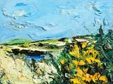 Michael Flaherty, Bogland with Furze, oil on board