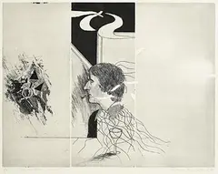 Self Portrait by Micheal Farrell, 1977, etching - number 45 from an edition of 80, offered Nov 2023