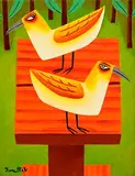 Two Birds by Graham Knuttel, oil on canvas, sold Nov 2023