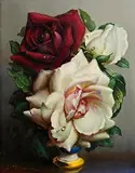 Irene Klestova, Roses, oil on board