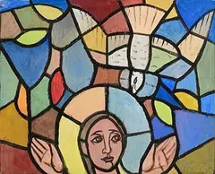 Elizabeth Rivers, The Dove of Peace (Design for stained glass), gouache on paper