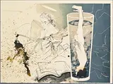 Micheal Farrell, Le Verre Bleu, lithograph - number 11 from an edition of 15