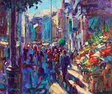 Flower Sellers, Grafton Street by Norman Teeling, oil on board, sold Nov 2023