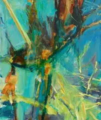 Jill Dennis, Sunlit Reeds, oil on canvas