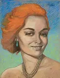Harry Kernoff, The Redhead, pastel on paper