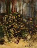 James English, Flown the Coop, oil on canvas laid on board