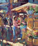 Flower Sellers, Duke Street, Dublin by Norman Teeling, oil on board, sold Nov 2023