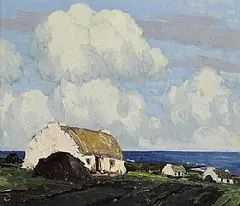 Paul Henry, Cottages on Achill Sound, c.1930-1935, oil on canvas board