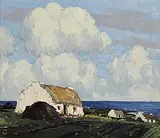 Paul Henry, Cottages on Achill Sound, c.1930-1935, oil on canvas board