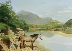 Patrick Hennessy, Pony on the Strand, oil on canvas