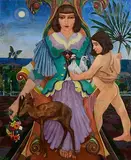 Harry Kernoff, Madonna with Fawn and Doves, oil on canvas laid on board