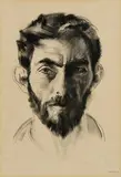 Seán Keating, Self Portrait, charcoal on paper