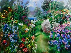 Secret Garden, Ballinaboy by Kenneth Webb, oil on canvas, sold Oct 2023